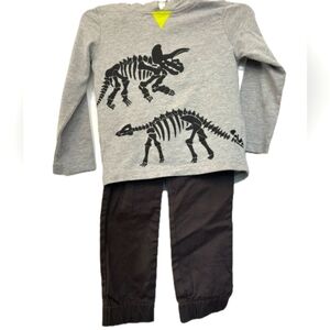 Andy & Evan Gray and Black Dinosaur Kids Matching Set
